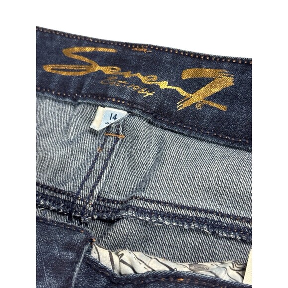 Seven 7 Weekend Slim Fit Jeans Dark Wash Denim Raw Hem Size 14 Stretch High Rise - Picture 6 of 10